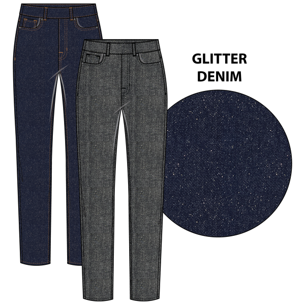 Tribal Audrey Pull On Slim Ankle Glitter Denim Pant | Gold Rinse