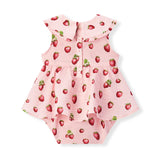Milkbarn Strawberry Ruffle Collar One Piece Dress