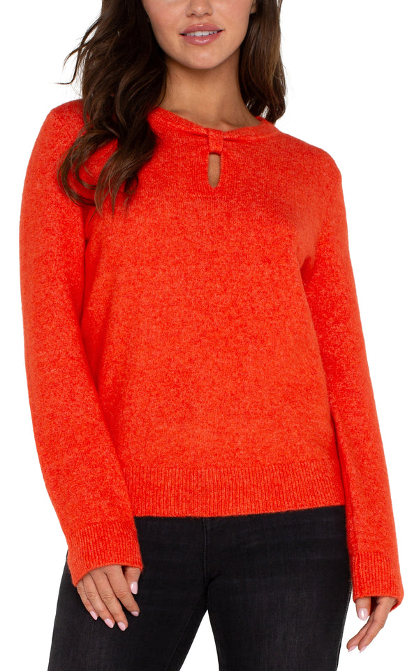 Liverpool Long Sleeve Cut Out Bow Neck Sweater-Orange