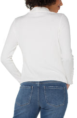 Liverpool Long Sleeve Mock Neck Knit Top with Button Detail | Snow