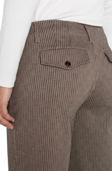 Liverpool Wide Leg Crop Trouser | Camel/Sand Stripe