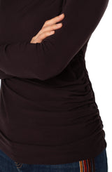 Liverpool Long Sleeve Mock Neck Knit Top with Shirring | Java