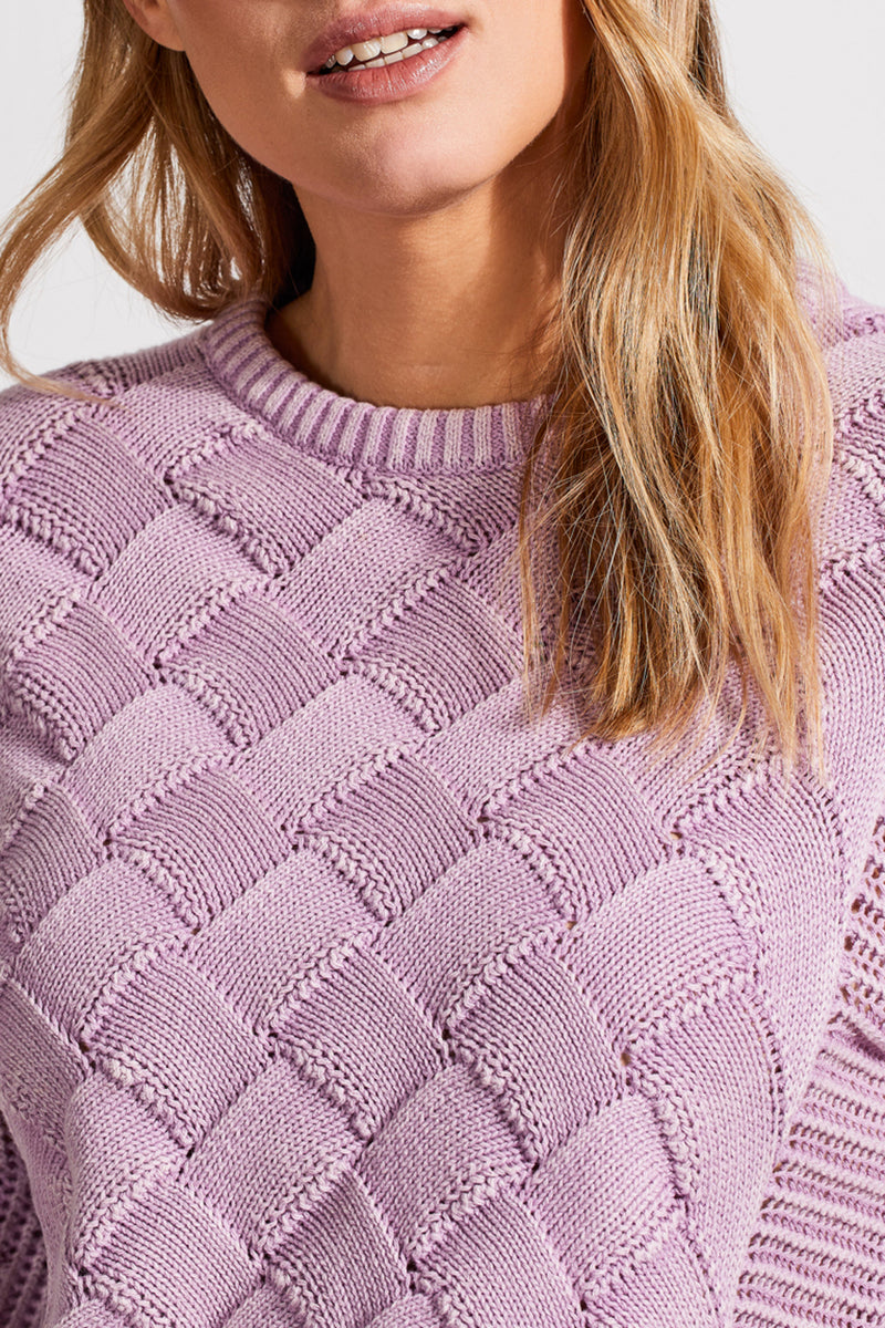 Tribal Dolman Sleeve Crew Neck Sweater-Lavender Blush