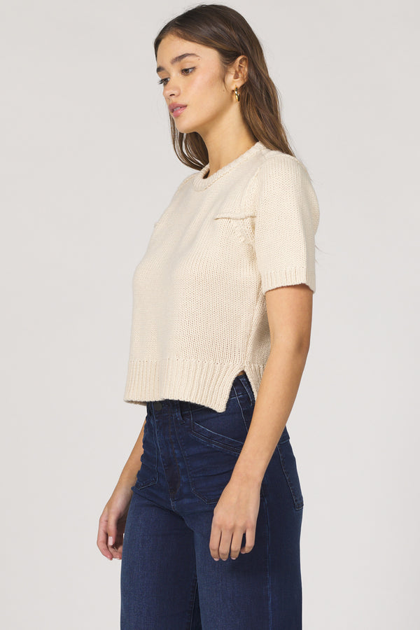 Dear John Denim Sabine Crew Neck Short Sleeve Top | Natural