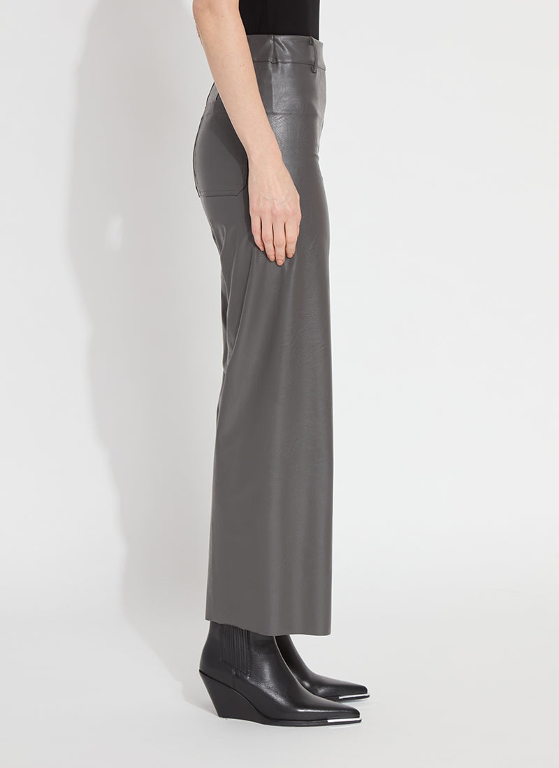 Lyssé Vegan Leather Wide Leg-Gray Ash