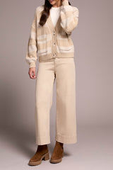 Tribal Long Sleeve Button Front Sweater Cardigan | Latte