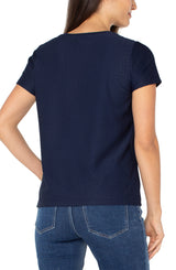 Liverpool Short Sleeve Crew Neck Tee with Rib Trim | Dark Navy
