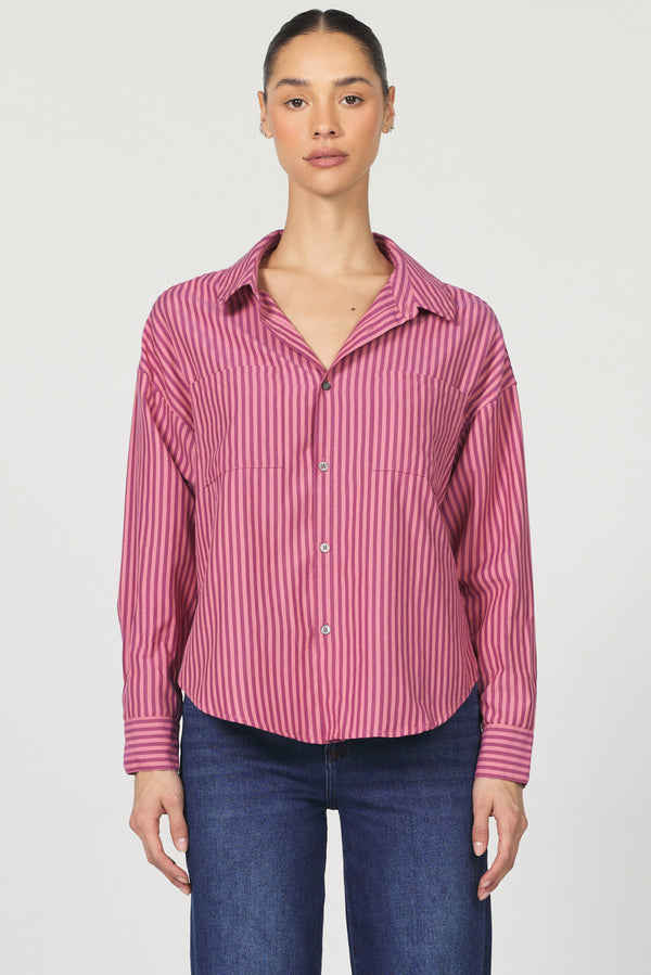 Dear John Denim Adrianna Long Sleeve Button Up | Lilas Stripe