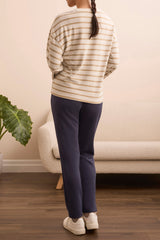 Tribal Long Sleeve Striped Crew Neck | Ice Latte