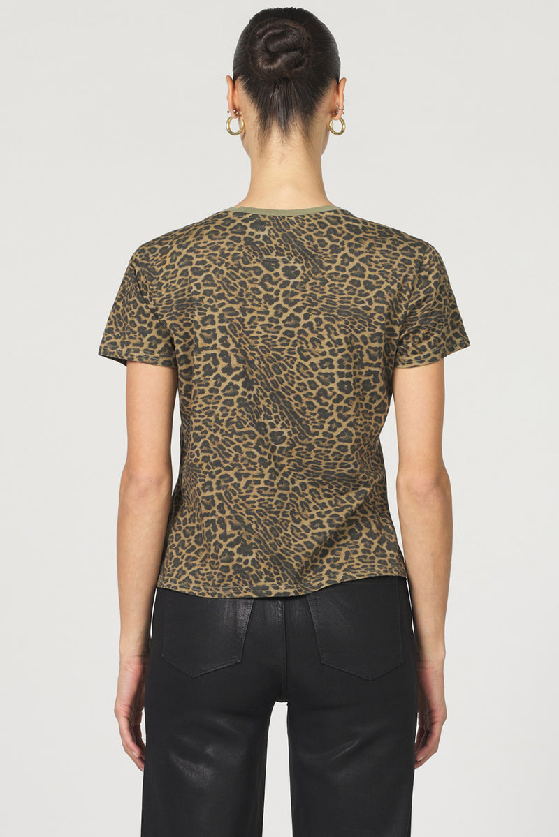 Dear John Denim Unity Crew Neck Short Sleeve Top | Vetiver Leopard