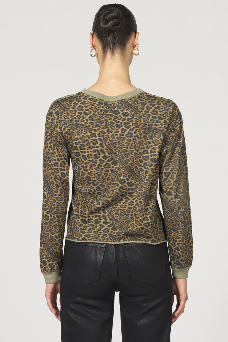 Dear John Denim Fremont Crew Neck Long Sleeve Top | Vetiver Leopard