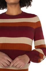 Liverpool Long Sleeve Crew Neck Sweater | Burgundy Stripe