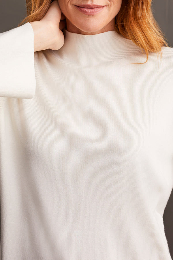 Tribal Funnel Neck Sweater-Cream