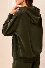 Tribal Combo Fabric Hoodie with Pockets | Cedar Green