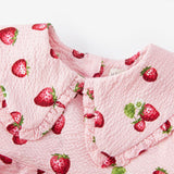 Milkbarn Strawberry Ruffle Collar One Piece Dress