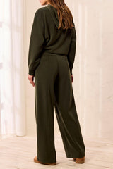 Tribal Wide Leg Pant with Pintucks and Back Pockets | Cedar Green