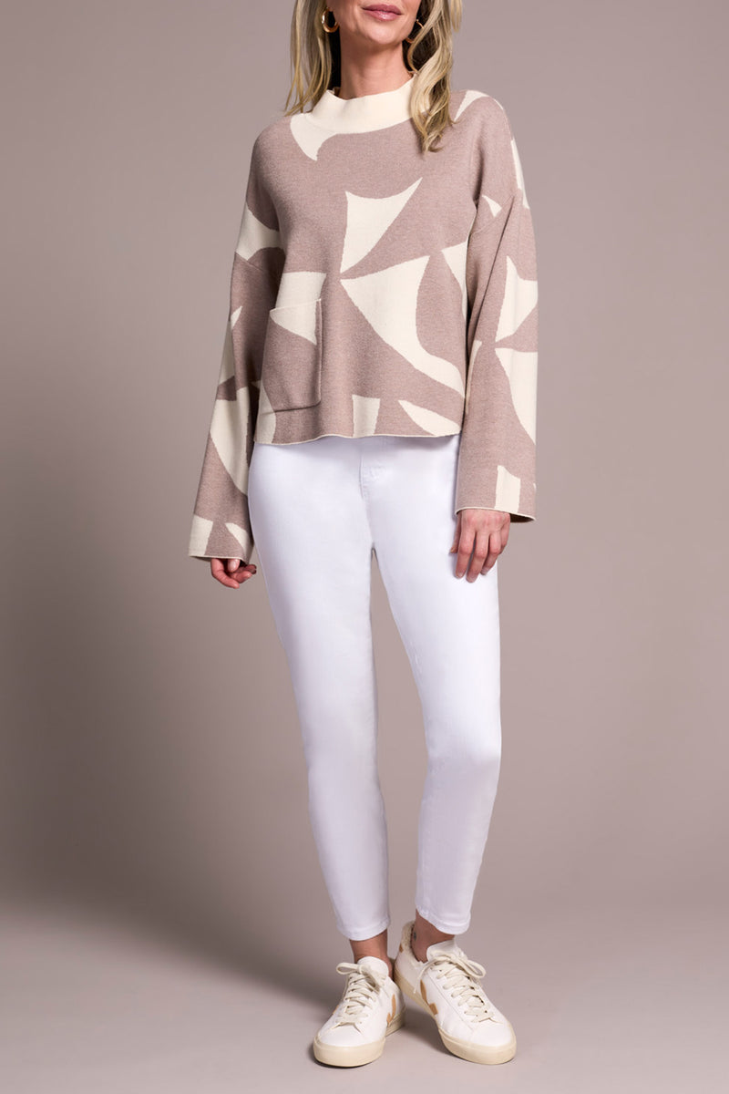 Tribal Mock Neck Sweater | Heather Sandstone
