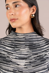Sympli Plisse Mock Neck Print