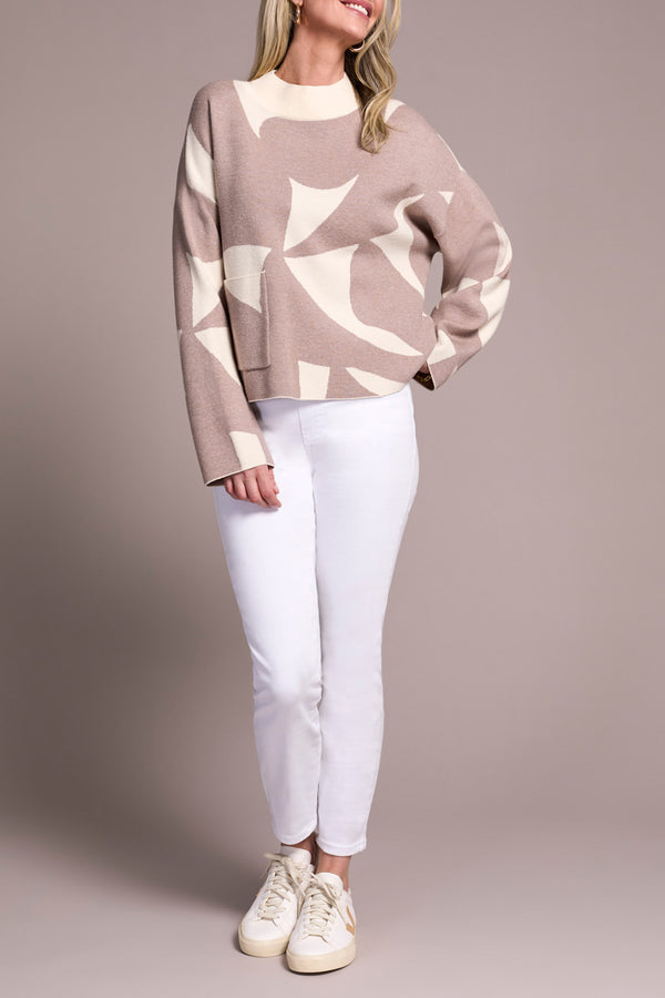 Tribal Mock Neck Sweater | Heather Sandstone