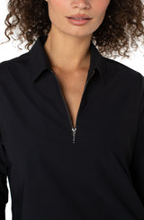 Liverpool Collared Zip Front Knit Shirt | Black