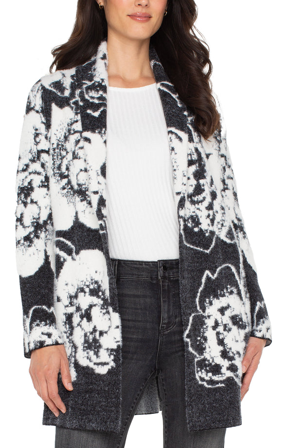 Liverpool Open Front Coatigan | Black/White Floral