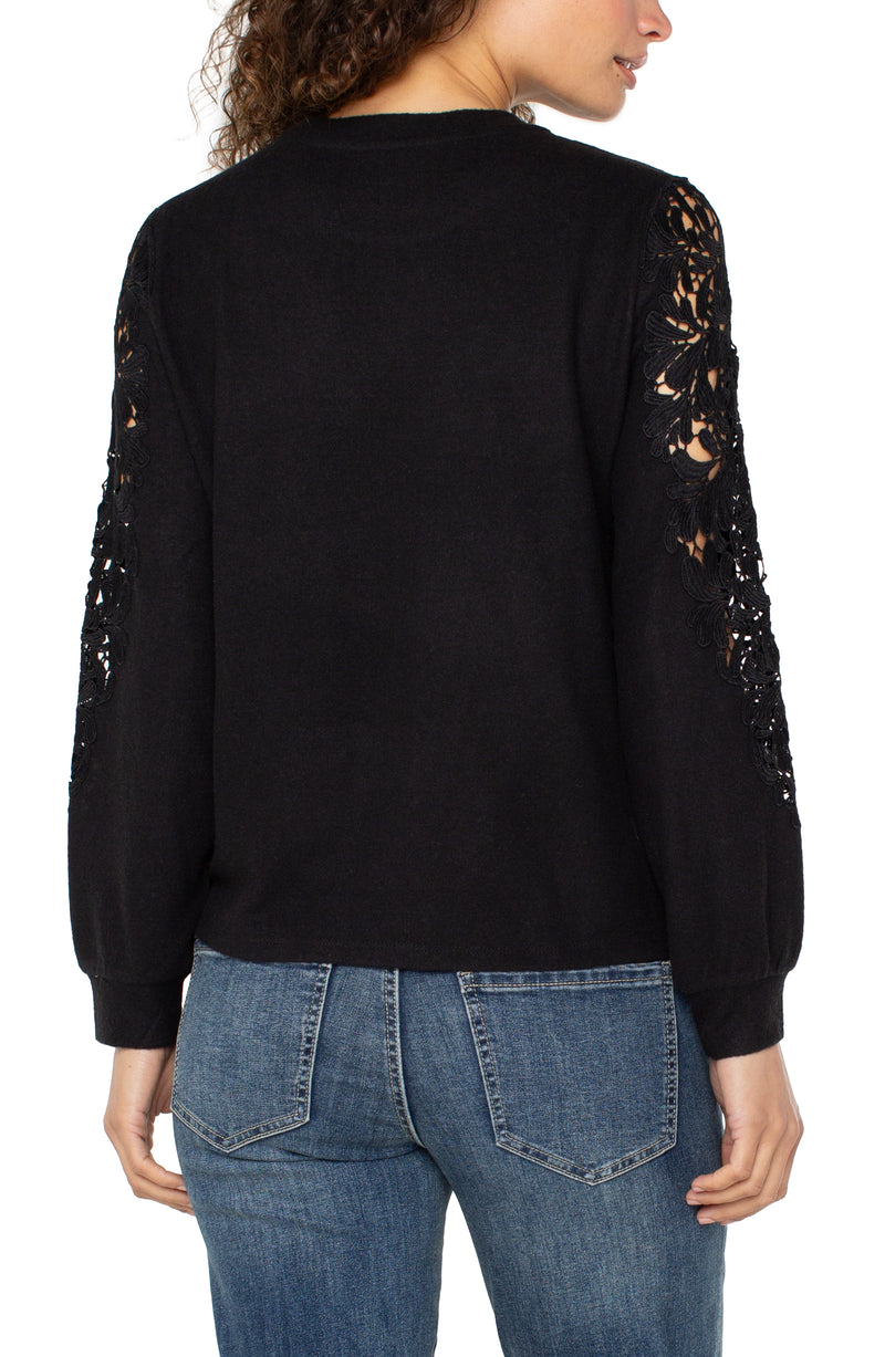 Liverpool Lace Inset Top | Black