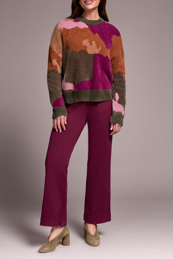 Tribal Crew Neck Intarsia Sweater | Ginger Spice
