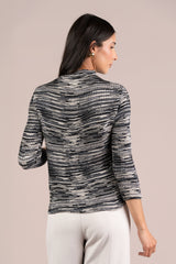 Sympli Plisse Mock Neck Print