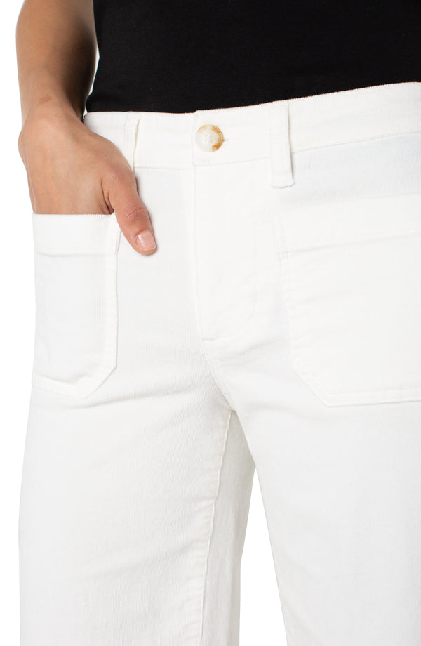 Liverpool Corduroy Crop Wide Leg with Patch Pockets | Vintage White