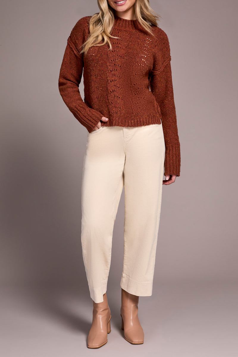 Tribal Crew Neck Sweater with Puff Sleeve | Ginger Spice