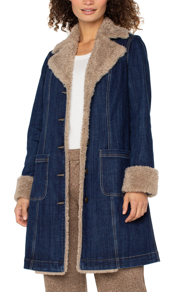 Liverpool Sherpa Trimmed Notch Collar Jacket | Rinse Wash