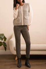 Tribal Sleeveless Vest with Pockets | Heather Sandstone