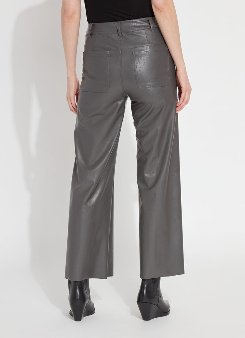 Lyssé Vegan Leather Wide Leg-Gray Ash