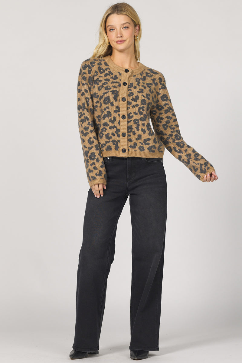 Dear John Denim Amina Button Up Sweater | Leopard