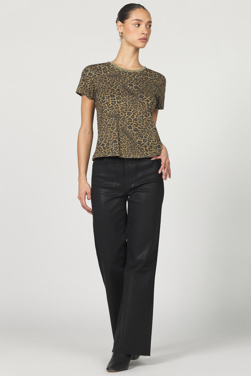 Dear John Denim Unity Crew Neck Short Sleeve Top | Vetiver Leopard