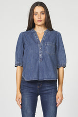 Dear John Denim Sidney Pop Over Short Sleeve |  Independence Blue