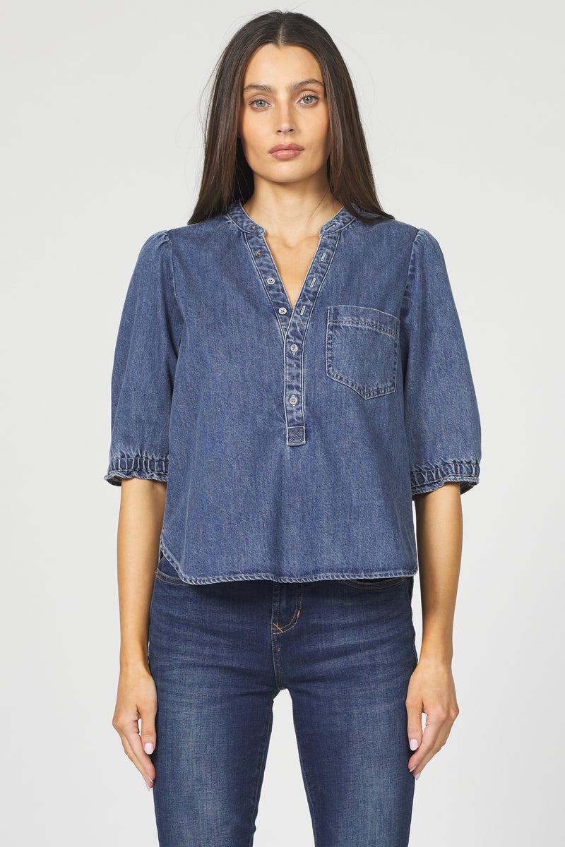 Dear John Denim Sidney Pop Over Short Sleeve |  Independence Blue