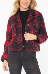 Liverpool Button Front Boxy Shacket | Red/Black