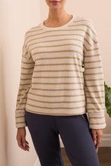 Tribal Long Sleeve Striped Crew Neck | Ice Latte