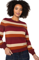 Liverpool Long Sleeve Crew Neck Sweater | Burgundy Stripe
