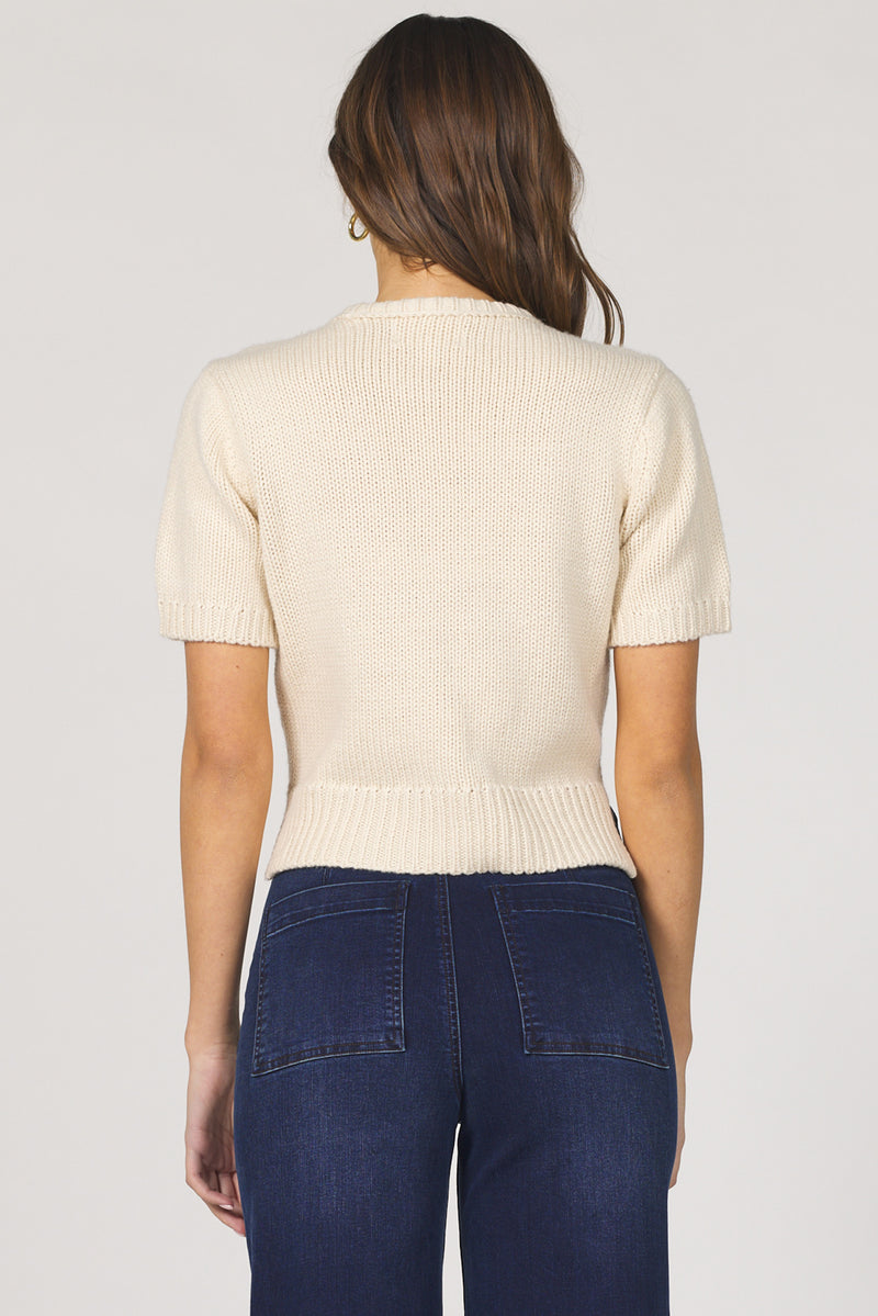 Dear John Denim Sabine Crew Neck Short Sleeve Top | Natural