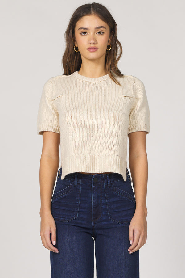 Dear John Denim Sabine Crew Neck Short Sleeve Top | Natural