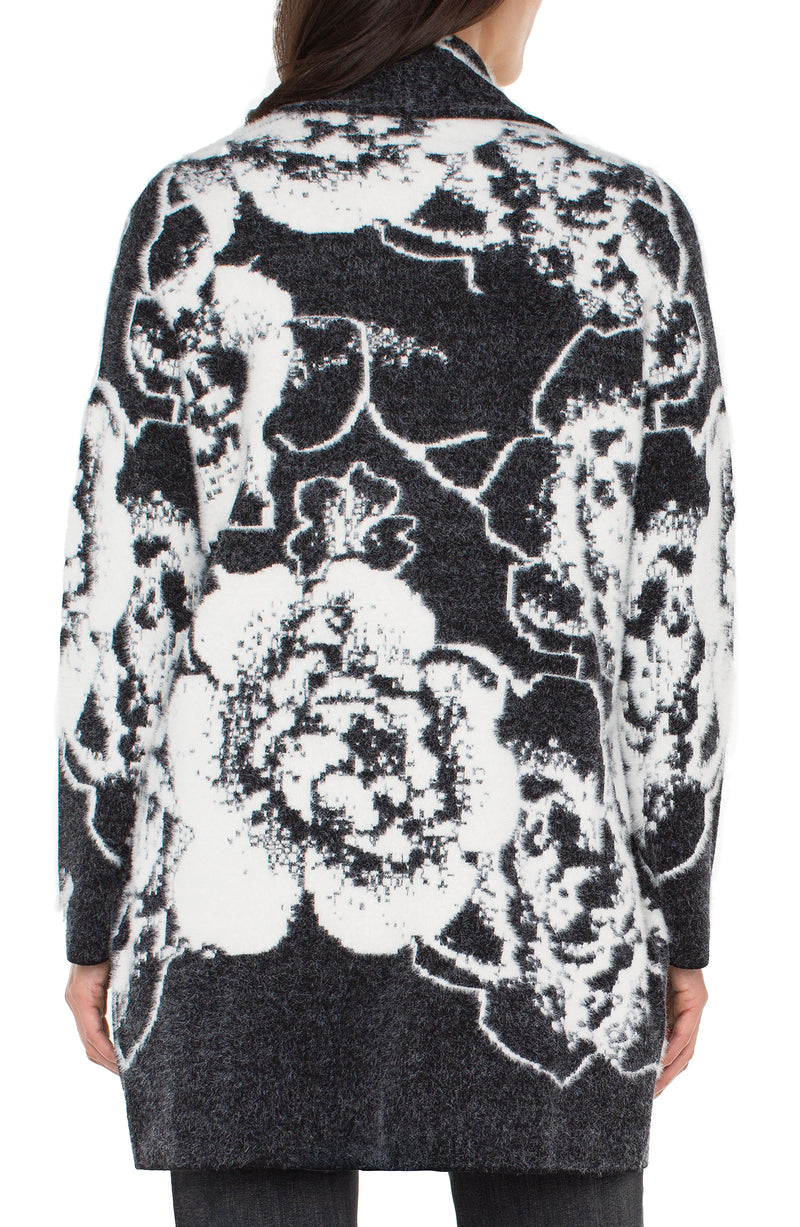 Liverpool Open Front Coatigan | Black/White Floral