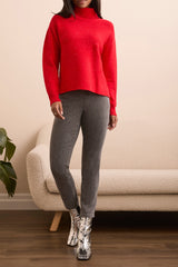 Tribal Turtleneck High Low Sweater | Carmine