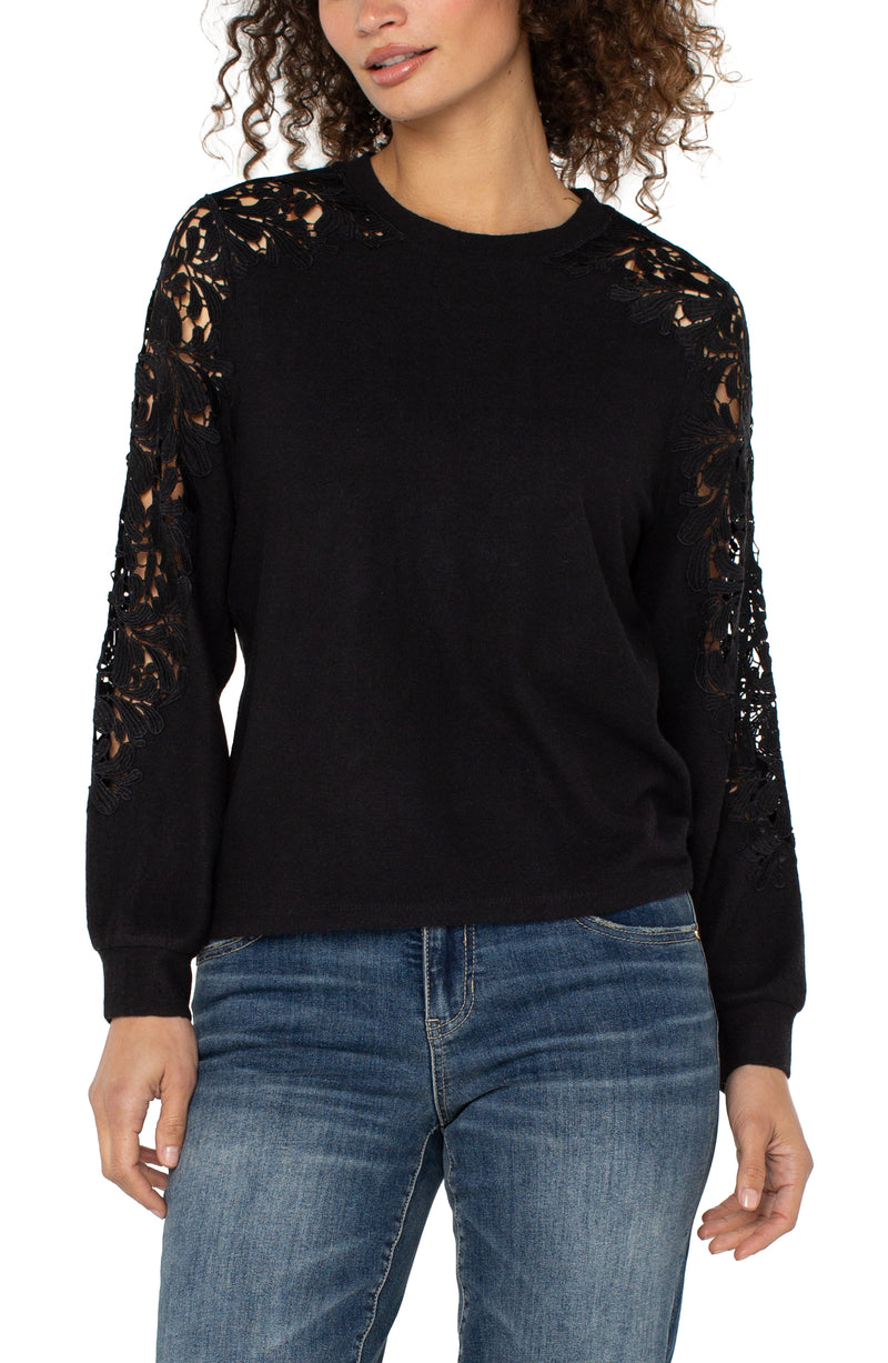 Liverpool Lace Inset Top | Black