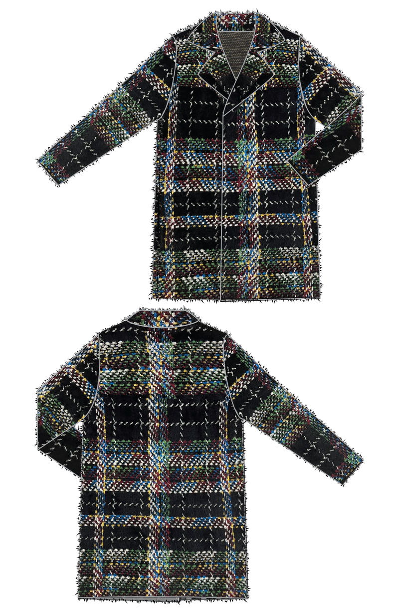 Liverpool Long Sleeve Open Front Sweater Coat | Black Plaid