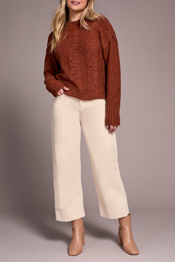 Tribal Crew Neck Sweater with Puff Sleeve | Ginger Spice