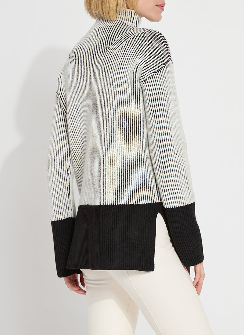 Lyssé  Alia Cozy Rib Pullover-Black/White