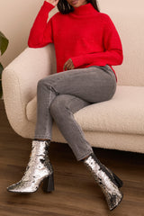 Tribal Turtleneck High Low Sweater | Carmine