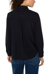 Liverpool Collared Zip Front Knit Shirt | Black